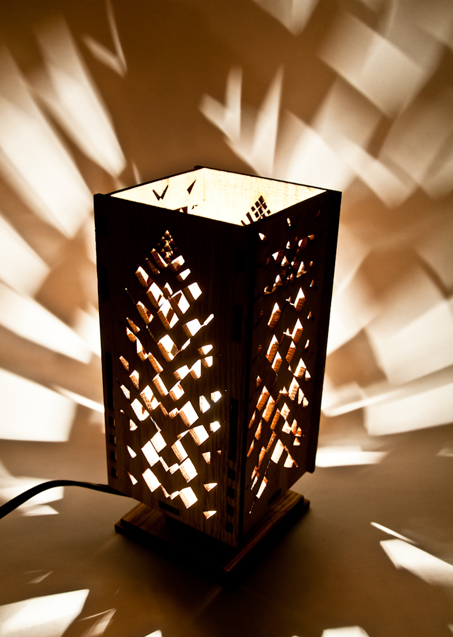 wood laser cut lamp